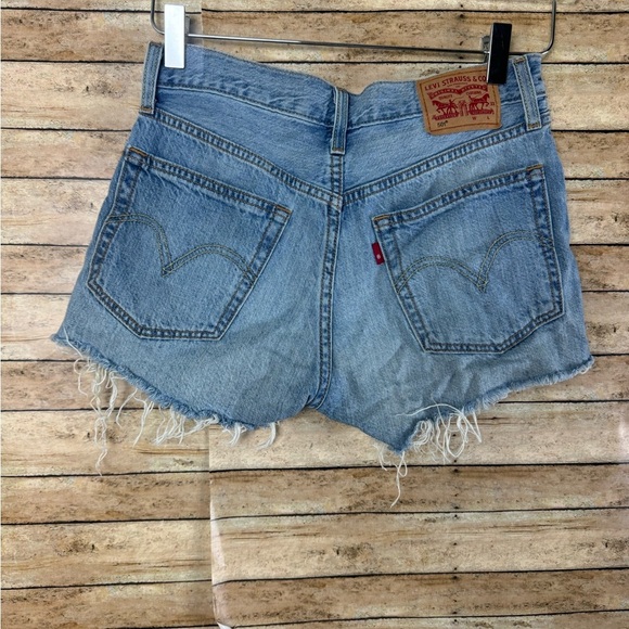 Levi’s 501 Distressed Blue Denim Shorts sz 23 - Picture 2 of 4